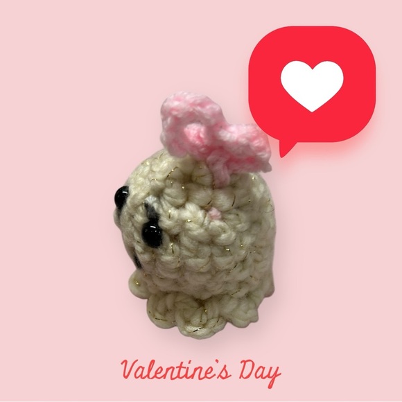 Tiny Ghost Pet Key Chain | Crochet | Handmade. Color: beige. New. - Picture 7 of 9